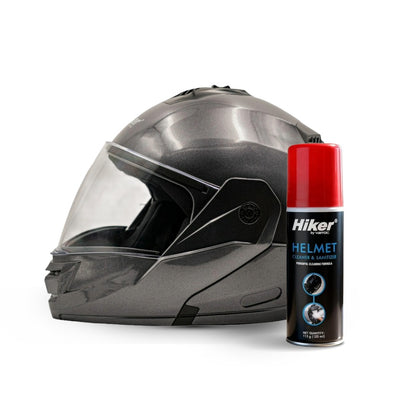 Hiker Pluto Pro Black Flip Up Helmet with Helmet Cleaner & Sanitizer Combo - HLMT-GRED-PPRO3 & CARC-UNIV-HCLN